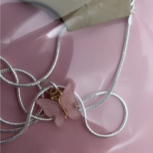 Sparkly pink butterfly necklace